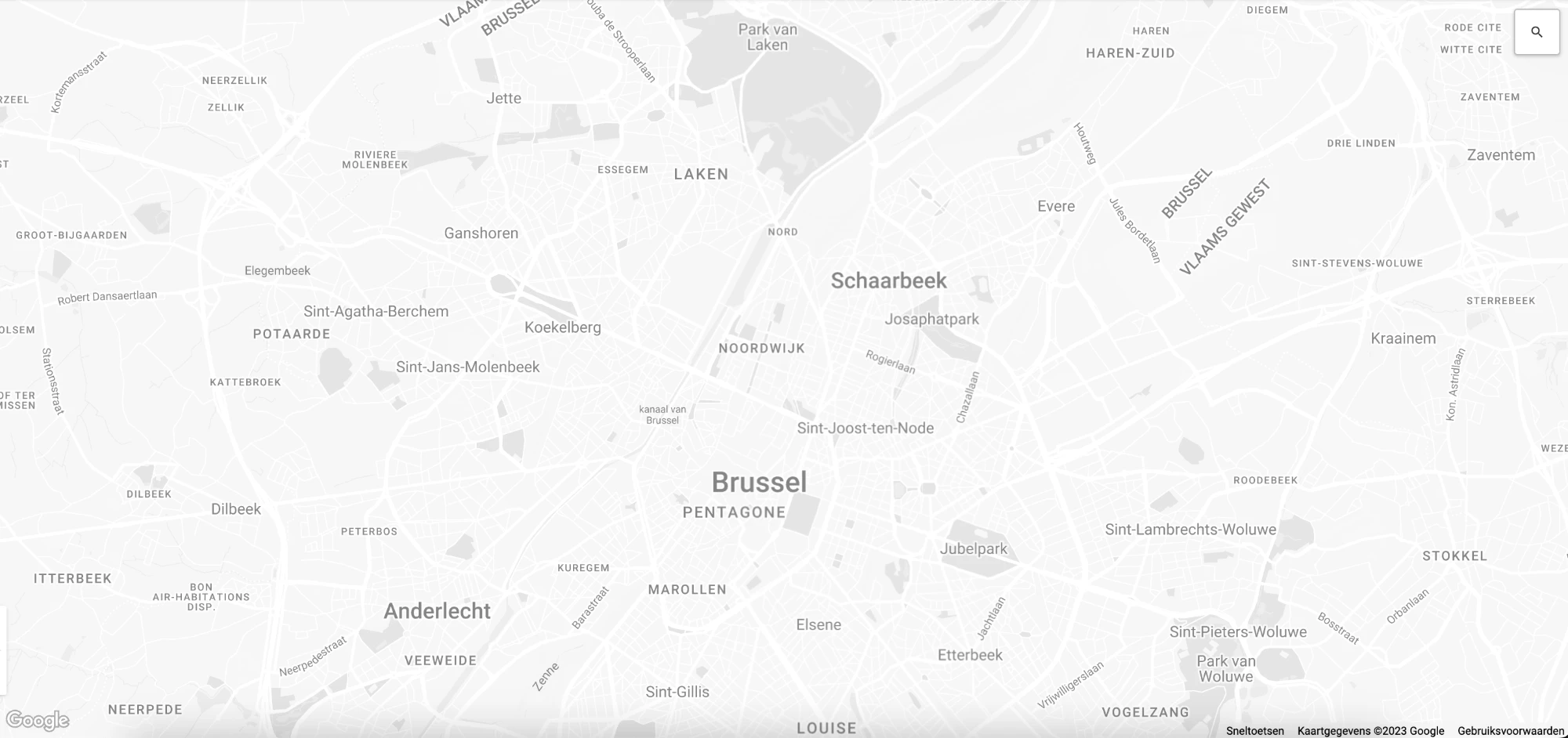 Kaart van Brussel met ons kantoor aan de Koning Albert II-laan